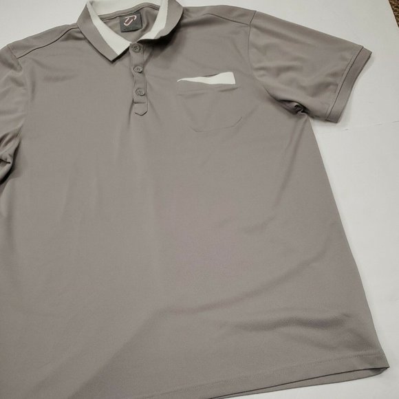 Gray Men's 100% Polyester Short Sleeve Polo Golf Shirt Large Excellent Condition - Picture 7 of 9